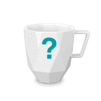 Frühstückstasse mit Fragezeichen-Aufdruck